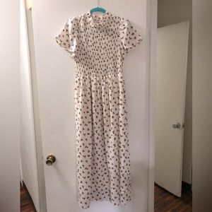 Autumn dress with falling leaves